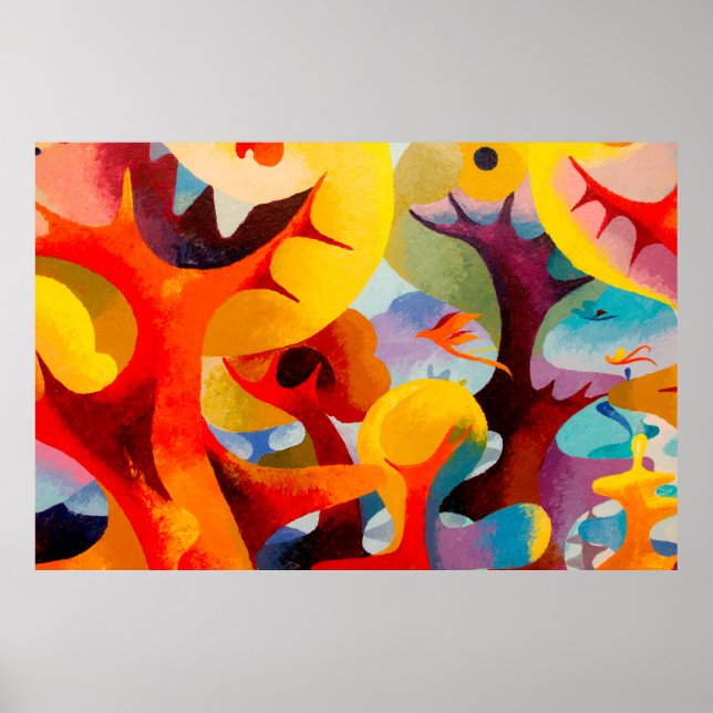 Abstrakt konst oil and acrylic färg on canvas, Bru Poster (Framsidan)