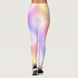 Abstrakt konst Pastell Gul Vit Lila Rosa Leggings