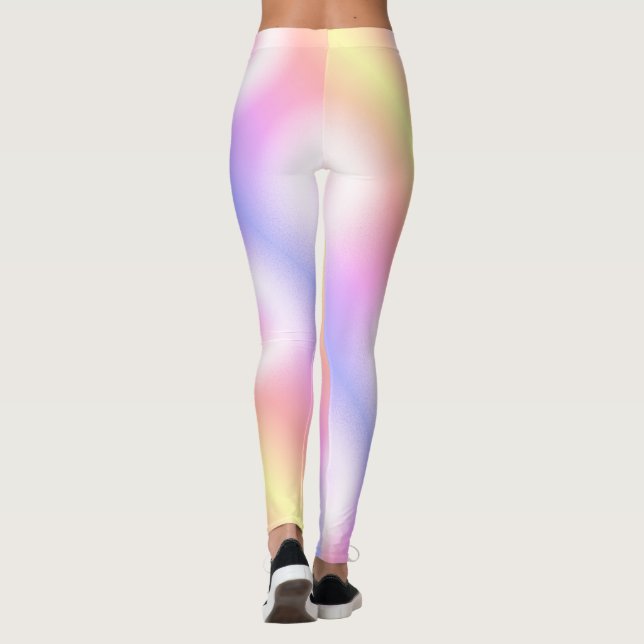 Abstrakt konst Pastell Gul Vit Lila Rosa Leggings (Baksida)