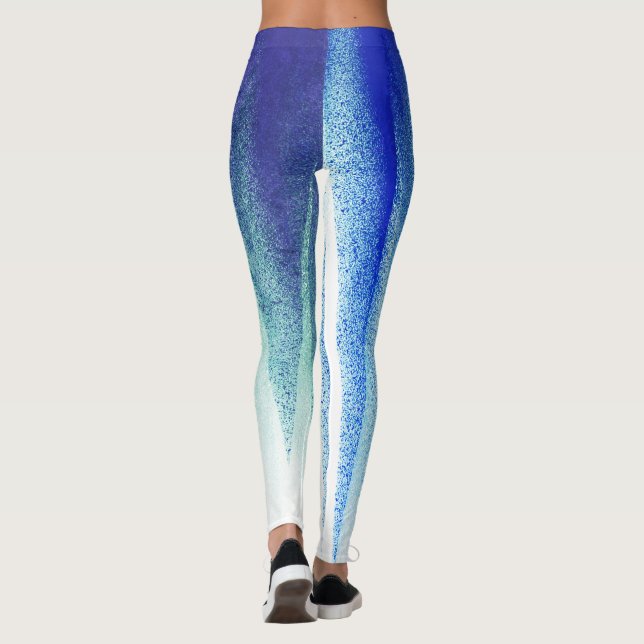 Abstrakt konst Pastell Lavendel Blå Vit Leggings (Baksida)
