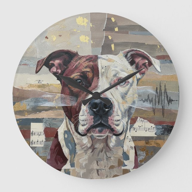 Abstrakt konst Pitbull Version 1 Stor Klocka (Framsida)