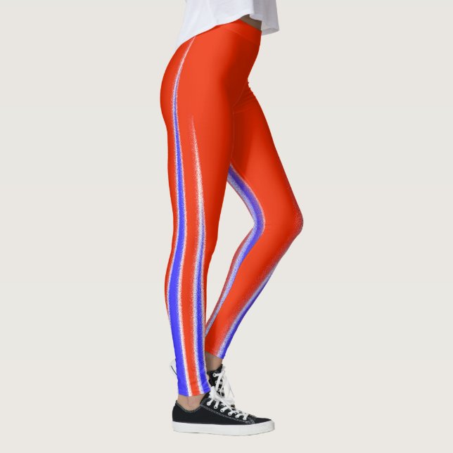 Abstrakt konst röd blå vit minimalism leggings (Höger)