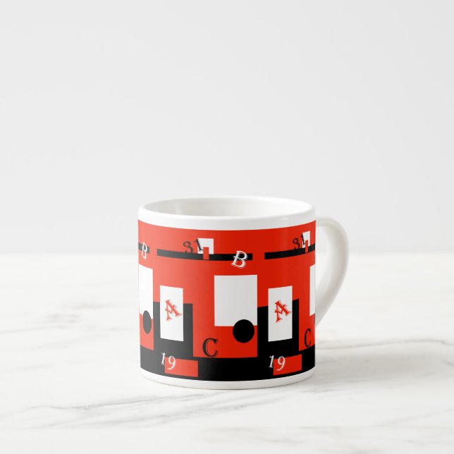 Abstrakt konst Röd Svart Vit Espresso Kaffe Mugg Espressomugg (Framsida höger)