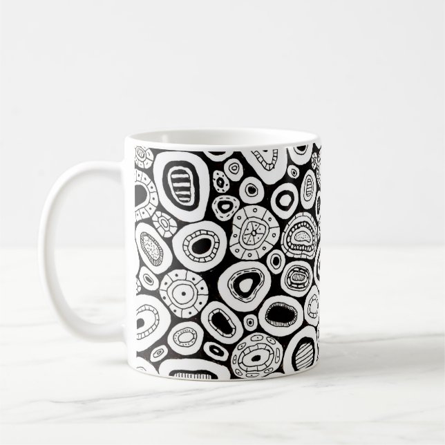 Abstrakt konst slumpmässiga klumpiga former kaffemugg (Vänster)