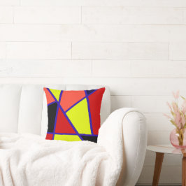 Abstrakt konst svart gul korall minimalism kudde