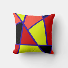 Abstrakt konst svart gul korall minimalism kudde