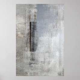 abstrakt konst "Total Loner" Grått och Beige Art Poster