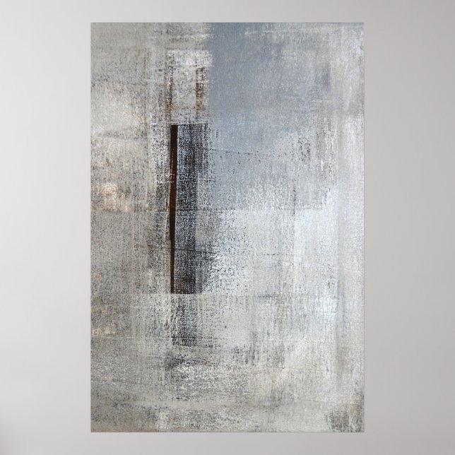 abstrakt konst "Total Loner" Grått och Beige  Art Poster (Framsidan)