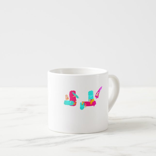 Abstrakt konst turkos espressokopp kopp (Framsida höger)