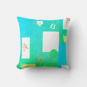 Abstrakt konst turkos grön vit kastkudde kudde