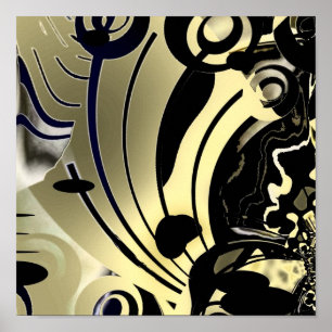 Abstrakt konstaffisch Guld Natt Poster