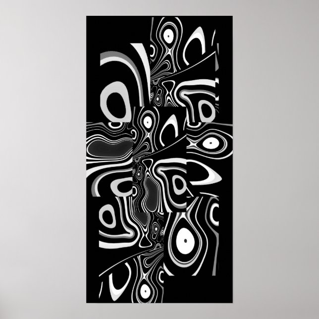 Abstrakt konstaffisch Ultra Modern Svart Vitt 3 Poster (Framsidan)