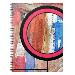 abstrakt konstcollage, blandat massmedia och anteckningsbok