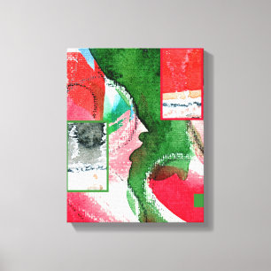 abstrakt konstcollage, blandat massmedia och canvastryck