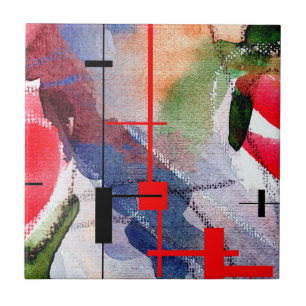 abstrakt konstcollage, blandat massmedia och kakelplatta