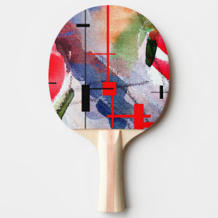 abstrakt konstcollage, blandat massmedia och pingisracket