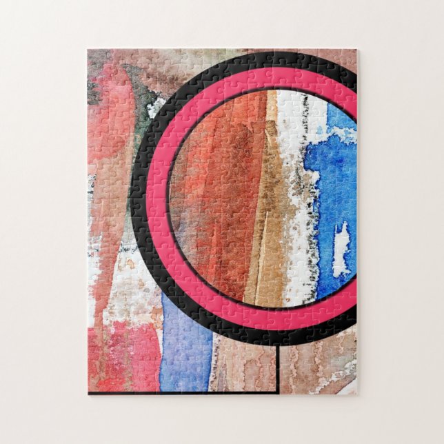 abstrakt konstcollage, blandat massmedia och pussel (Vertikal)