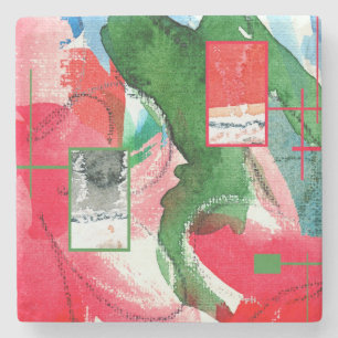 abstrakt konstcollage, blandat massmedia och underlägg sten