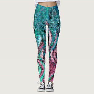 Abstrakt konstdamasker av konstnären Kevin Dailey Leggings