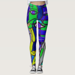 Abstrakt konstdamasker leggings