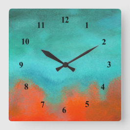 Abstrakt konsthimmel avfyrar orangen för fyrkantig klocka