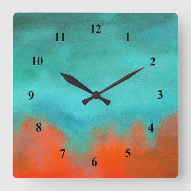 Abstrakt konsthimmel avfyrar orangen för fyrkantig klocka (Framsida)