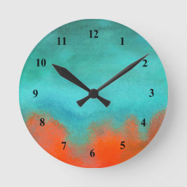 Abstrakt konsthimmel avfyrar orangen för fyrkantig klocka