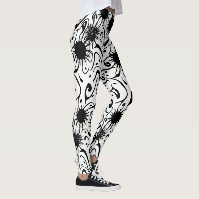 Abstrakt Konstig Art Floding Liquid Bläck Blot Leggings (Höger)
