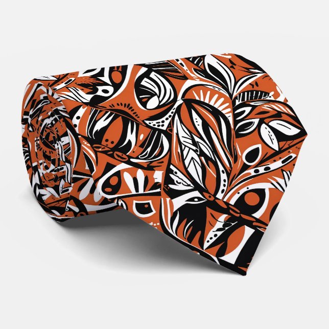 Abstrakt konstnärlig boho-utförande geometrisk mön slips (Rullad)