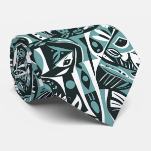 Abstrakt Konstnärlig Boho Whimsisk Geometrisk Blå Slips