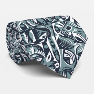 Abstrakt Konstnärlig Boho Whimsisk Geometrisk Blå Slips