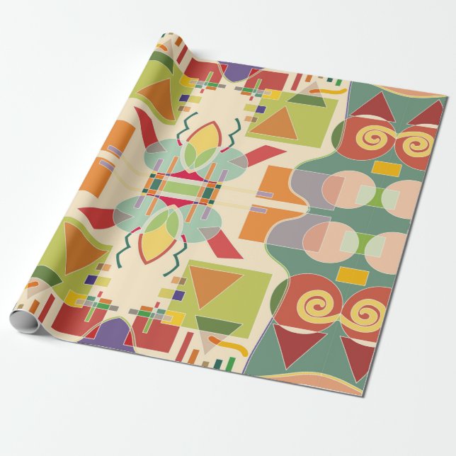 Abstrakt konstnärlig geometrisk sömlös mönster. Fä Presentpapper (Utrullad)