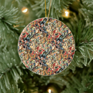 Abstrakt konstornament julgransprydnad keramik