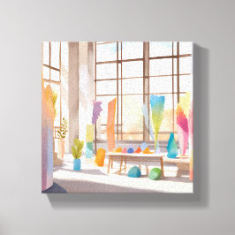 Abstrakt konststudio | Ljus luftig akvarell Canvastryck