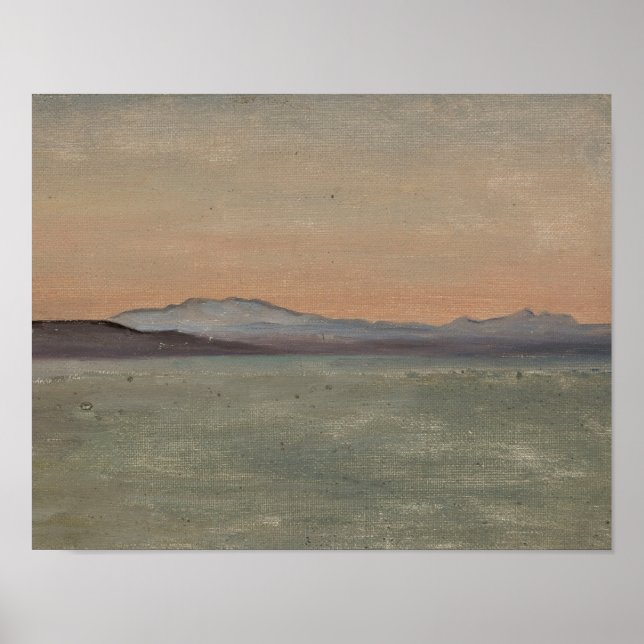 Abstrakt konsttryck av sjö och bergshorisont poster (Framsidan)