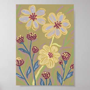 Abstrakt konsttryck av vilda blommor poster