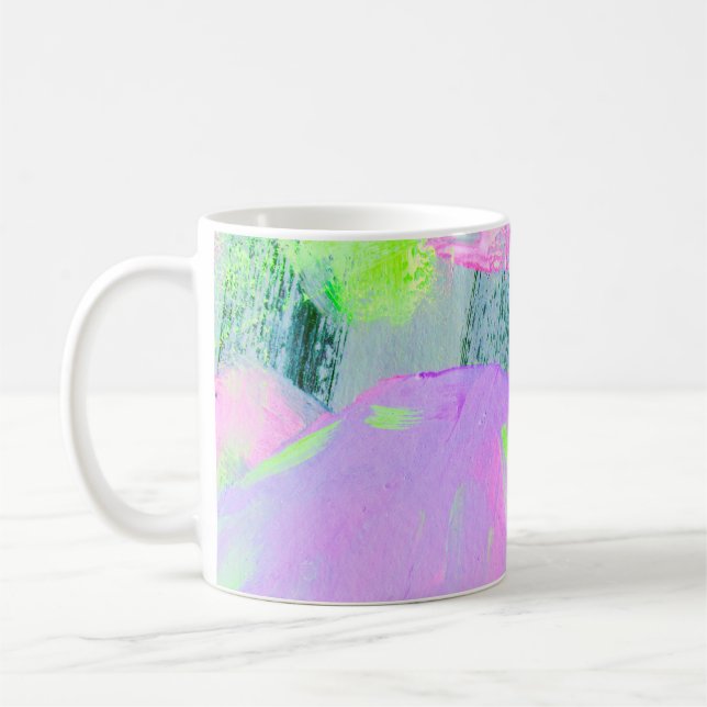 Abstrakt kontrast - hand plockade akrylsmärta kaffemugg (Vänster)