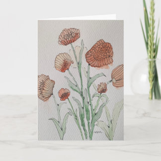 Abstrakt korallblomma akvarellkort kort