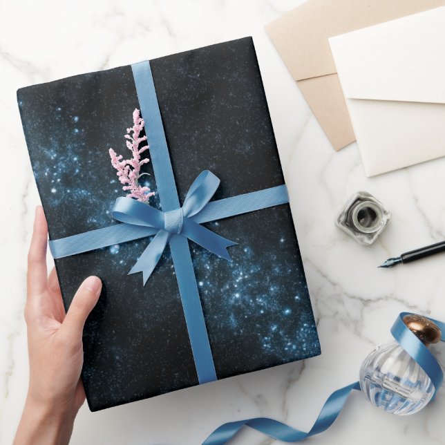Abstrakt Kosmisk Blå Stjärn Damm Abstrakt Mönster Presentpapper (Gifting)