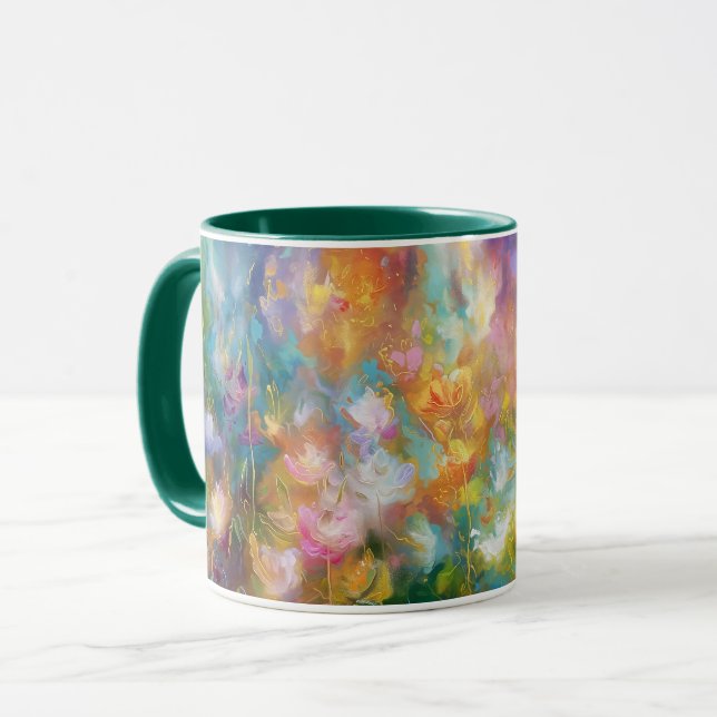 Abstrakt kosmisk blomexplosion i pastellfärger mugg (Framsida vänster)