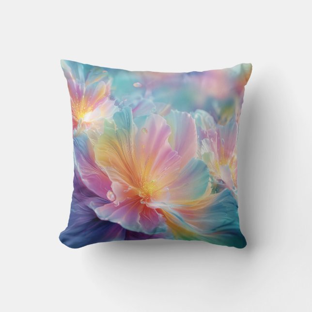 Abstrakt kosmisk blommande explosion i pastell kudde (Framsida)