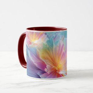 Abstrakt kosmisk blomster explosion i pastell mugg