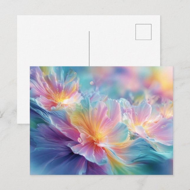 Abstrakt kosmisk blomster explosion i pastell vykort (Fram/baksida)