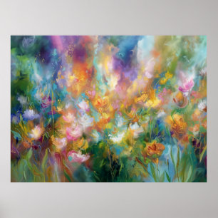 Abstrakt kosmisk blomster explosion i pastellfärge poster