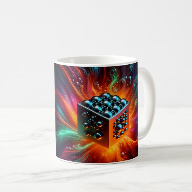 Abstrakt Kosmisk Energikub Kaffemugg (Framsida höger)