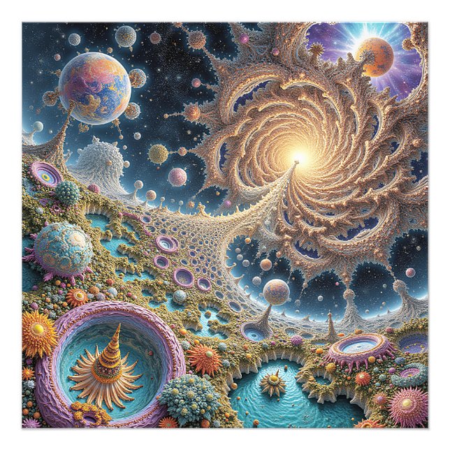 Abstrakt kosmisk harmoni med mandalaenergi fototryck (Framsidan)