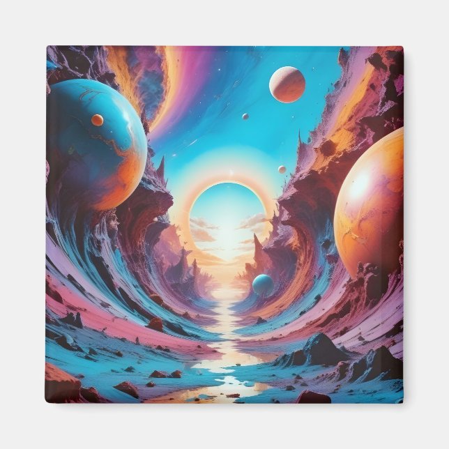 Abstrakt Kosmisk Horisont Fantasy Bakgrundskonst Magnet (Framsidan)