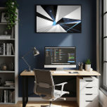 Abstrakt Kosmisk Portal Poster<br><div class="desc">Utforska det oändliga med denna imponerande futuristiska konst. En geometrisk svart-vit portal avslöjar en stjärnhimmel och en ljusblå energisprängning i mitten. Perfekt för modern inredning,  interiördesign och science fiction-projekt.</div>