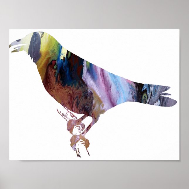 Abstrakt Kråka Silhouette Poster (Framsidan)