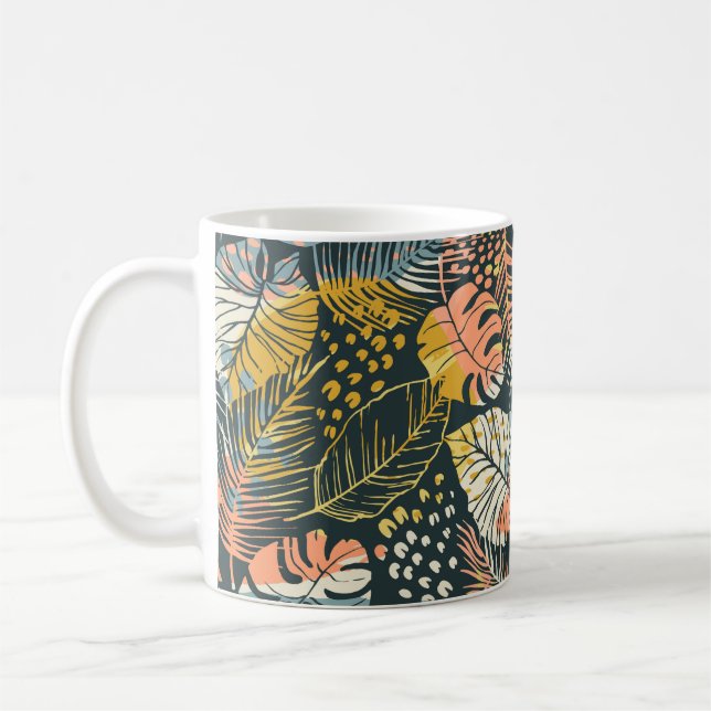 Abstrakt kreativ sömlöst mönster med tropiska p kaffemugg (Vänster)